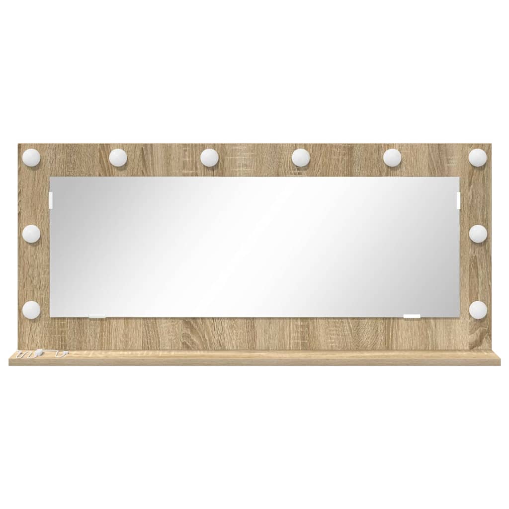 Vanity Mirror with LED Strip Lights Sonoma Oak 100 x 45 x 18 cm